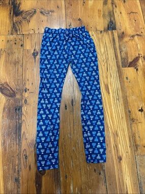 Rite Lite Hanukkah Menorah Navy Blue Printed Stretch Leggings One Size
